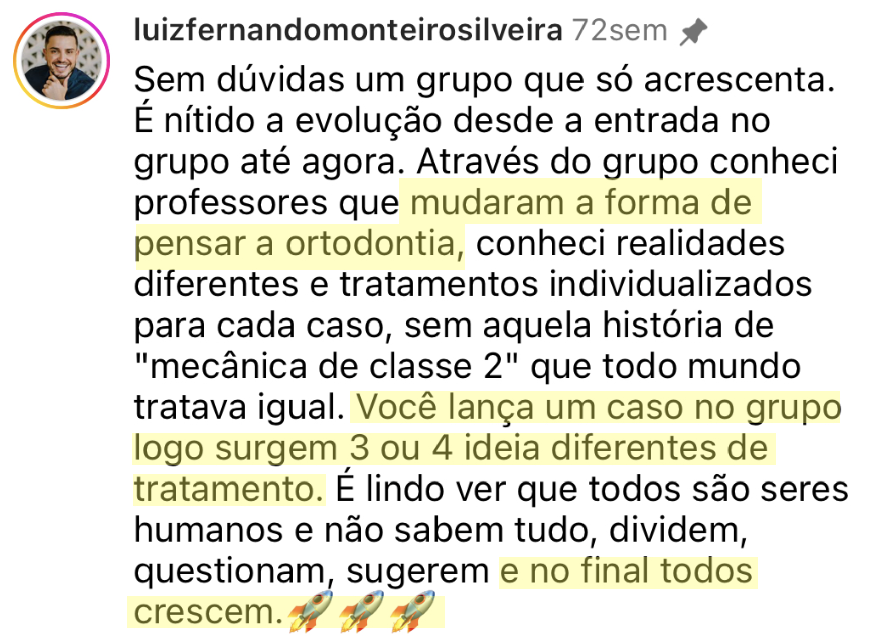 Depoimento de aluno