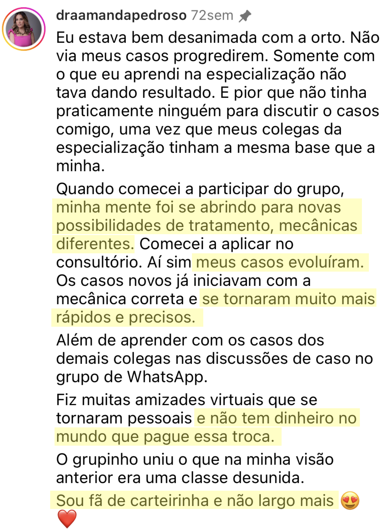 Depoimento de aluno