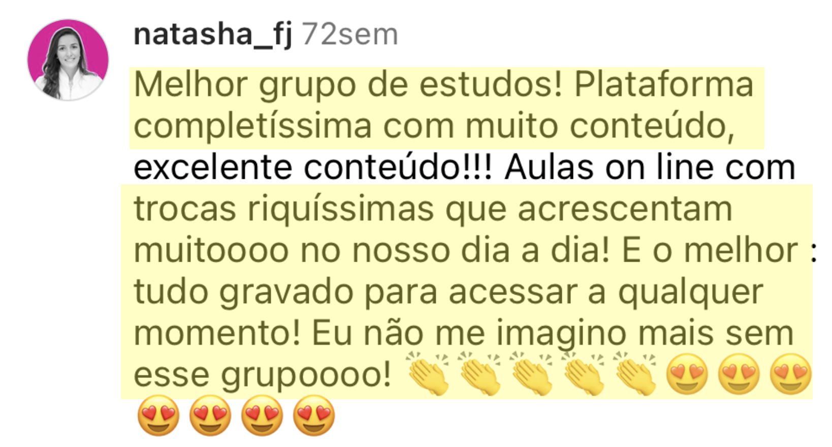 Depoimento de aluno
