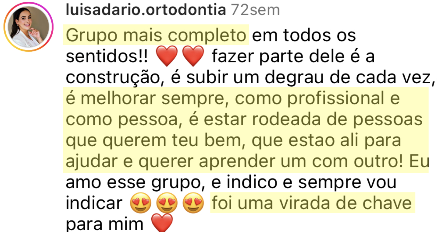 Depoimento de aluno